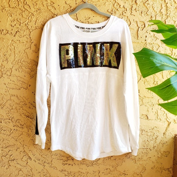 PINK Victoria's Secret Tops - Victoria's Secret PINK sequin long sleeve shirt